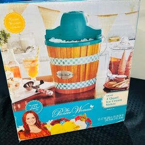Pioneer Woman 4 Qt‎ Electric Ice Cream Maker Teal Gingham Cottagecore Farmhouse
